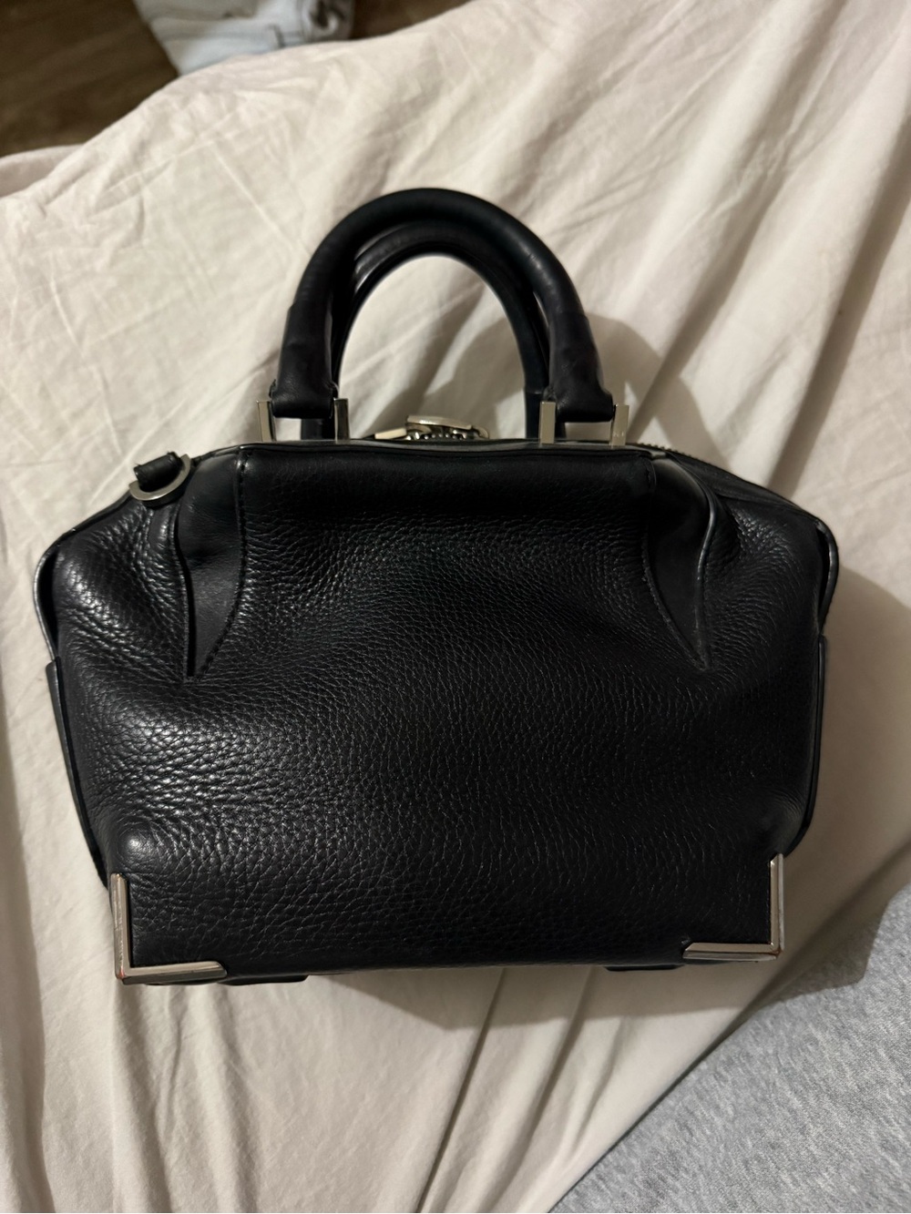 Alexander Wang Emilie Black Leather Top-Handle Women's Bag